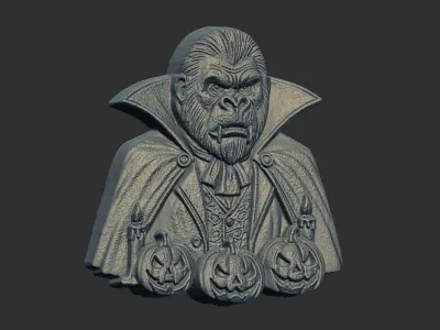  3D render of a gorilla bust dressed as a vampire cnc model 3D print model