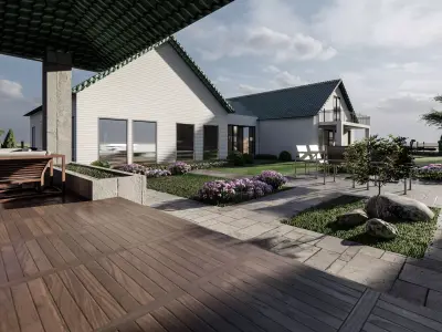 LANDSCAPE BACKYARD DESIGN OF LUXURY HOUSE 3D model