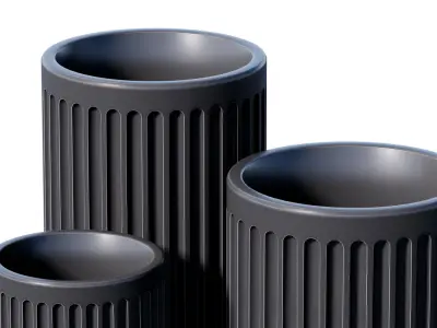 Decorative Fluted Outdoor Flower Vase Urn Pot Set Collection 3D model