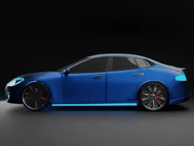 High Poly Tesla Car Free 3D model