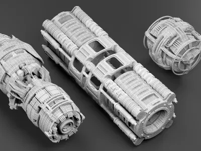 Sci Fi Mega Elements KITBASH - SUBDIVISION READY - pack 3 3D model