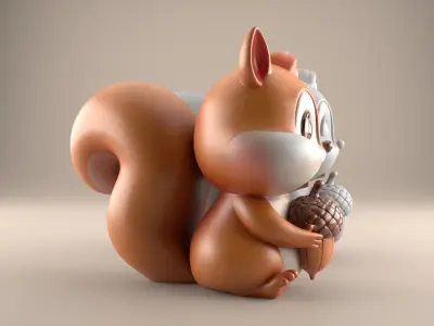 Cute Squirrel 3D STL File for Printing Fun 3D print model