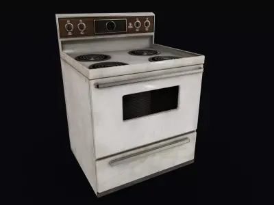 80s Kitchen Stove Low-poly 3D model