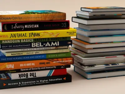 books stack of 3D model