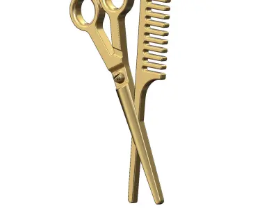 Scissors and comb barber pendant with bail 3D print model