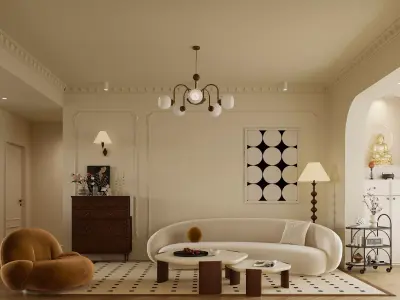 Luxury living room dining room interior scenes 22 3D model