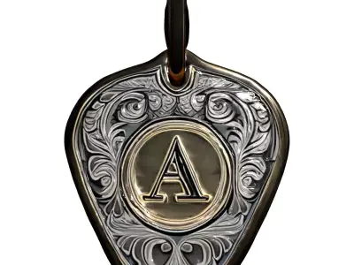 Decorative Initial A Heart Pendant Charm Low-poly 3D model