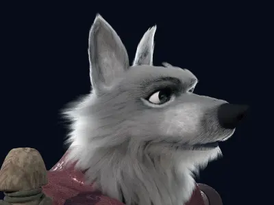  Cartoon Old Wolf NoRig  3D model