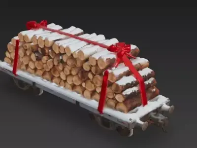 Yule Log Express Wagon 3D Model Low-poly 3D model