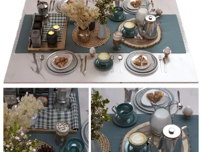 8 model of breakfast decoration set 3D Model Collection