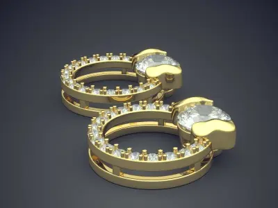 Luxury Earrings Covered In Diamonds CAD 5144 3D print model