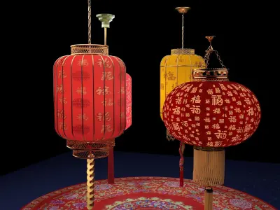 Chinese red  lantern 3D model buy