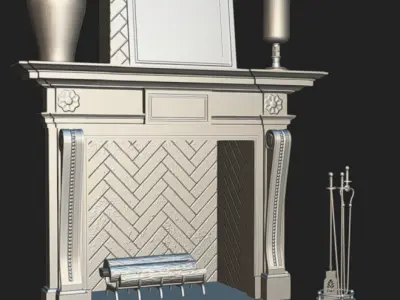 Fireplace 05 Low-poly 3D model