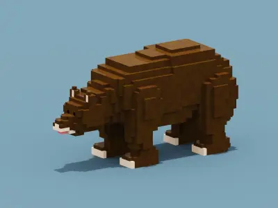 Voxel Bear Low-poly 3D model