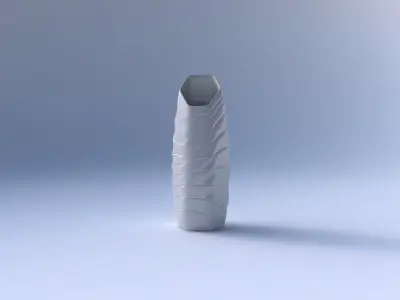 Vase bent hexagon with distorted horizontal dents 3D print model