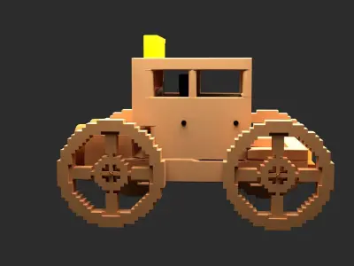 pixal art style car Low-poly 3D model