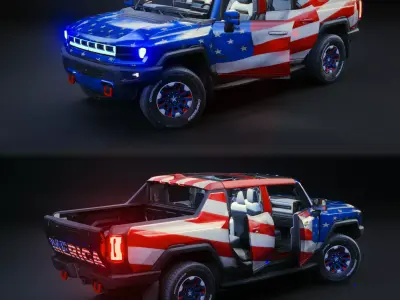 HUMMER EV 2022 Patriot Edition Rigged Low-poly 3D model