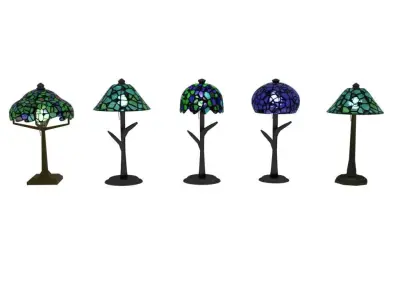 Tiffany Style 3D Lamp 5 Pack Low-poly 3D model