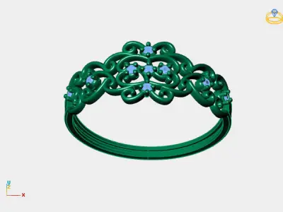 Women Ring Diamond Stone STL 3DM Lightweight Printable 3D print model 55