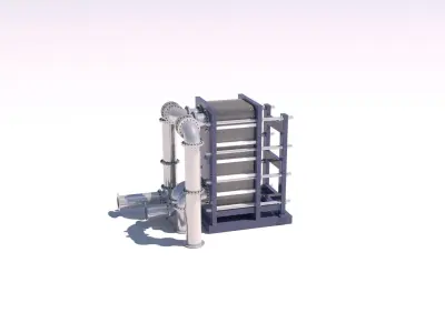 Refinery Plate Heat exchanger 04 3D model