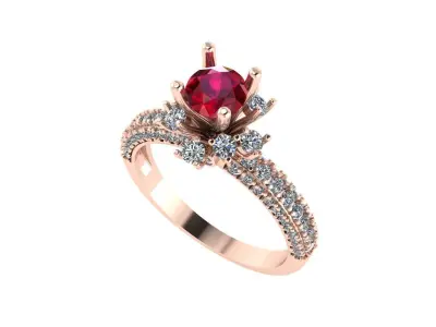 Women diamond ring 3d render 3D print model 4