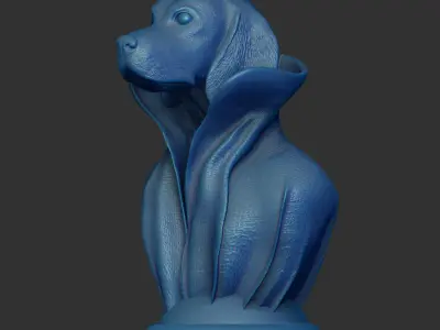 Beagle with Collar Cape on Pedestal 3D print model