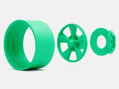 15x8 US Mags Standard Wheel and Brake 3D print model