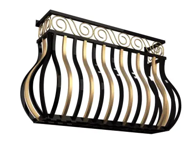 Forging Iron Forged Balcony Railing 03 Low-poly 3D model