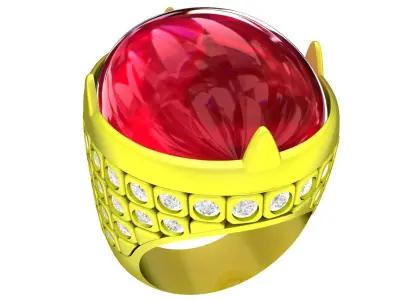 7919 luxury diamond oval ruby men ring 3D print model