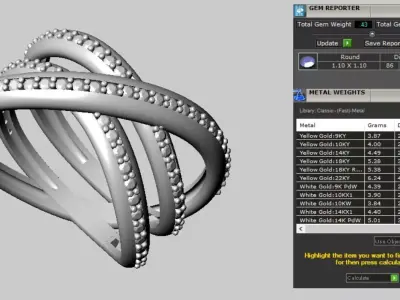 Sparkling modern  Diamond Ring with 2 different sizes 14 and 17  3D print model