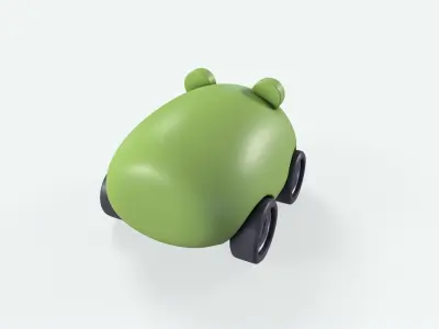 Cartoon Frog Car Cute Low-poly 3D model
