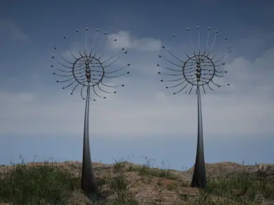 Kinetic Dandelions Sculpture  Low-poly 3D model