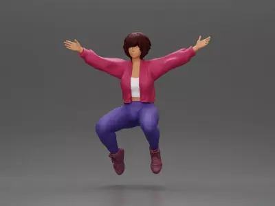 girl being carried on the man s shoulders 3D print model