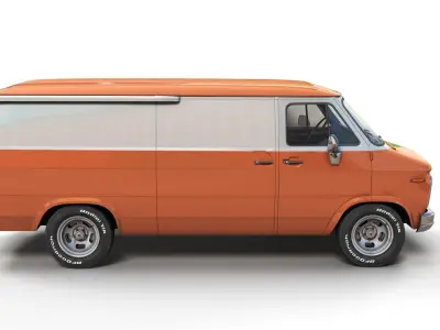 Custom american van Low-poly 3D model