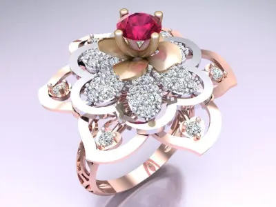  Mesh flower ring - Italian rings - Womens Rings - N6817 3D print model