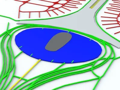 Beijing Capital PEK Airport Roads Buildings and Public Transport 3D model