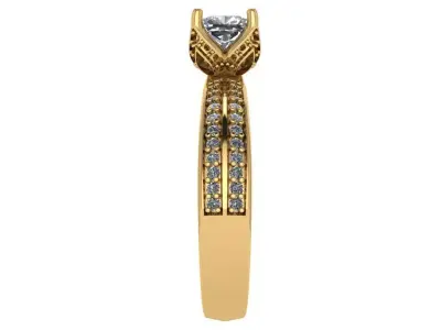 round solitaire 2 row of diamond on shank  3D print model