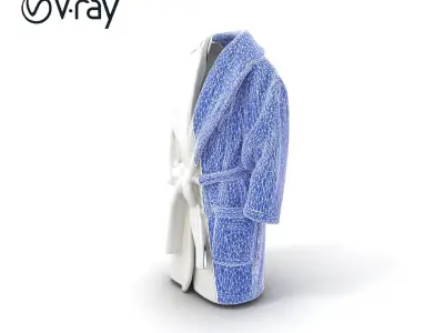 Luxury Bathrobe Fluffy Shawl Collar White Cotton model pack Low-poly 3D model