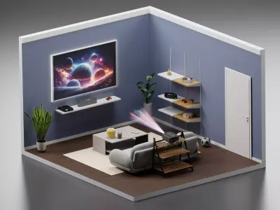 Living room cinema interior 3D model