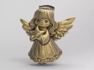 christmas tree cute girl angle decor  3D print model