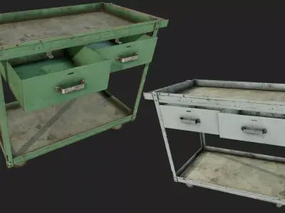 Rusty Push Cart PBR Low-poly 3D model