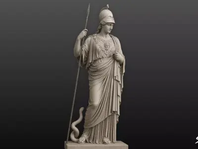 Athena Statue Low-poly 3D model