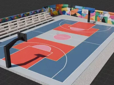 Colorful Basketball Court 3D model - Blender 3D model