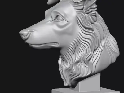 Dog head sculpture 3D print model