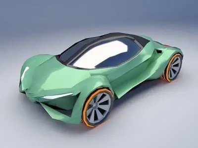 Lowpoly futuristic concept vehicles 3D Model Pack