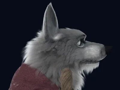  Cartoon Old Wolf NoRig  3D model