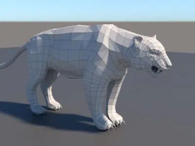 Lowpoly tiger animal animation  3D model