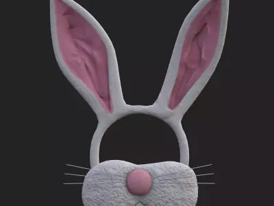Bunny Attire Ears and Nose Low-poly 3D model