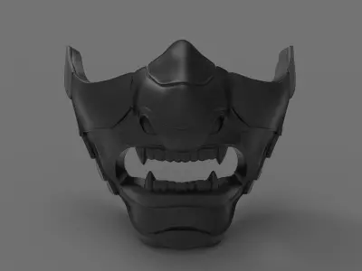 Samurai oni demon mask v2  3D print model 3D print model