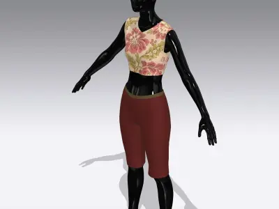 Woman Cloth Dress Low-poly 3D model 2